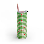 Charming Green Gingham Tumbler with Hearts, 20oz | Perfect for Gifts, Picnics, and Everyday Hydration