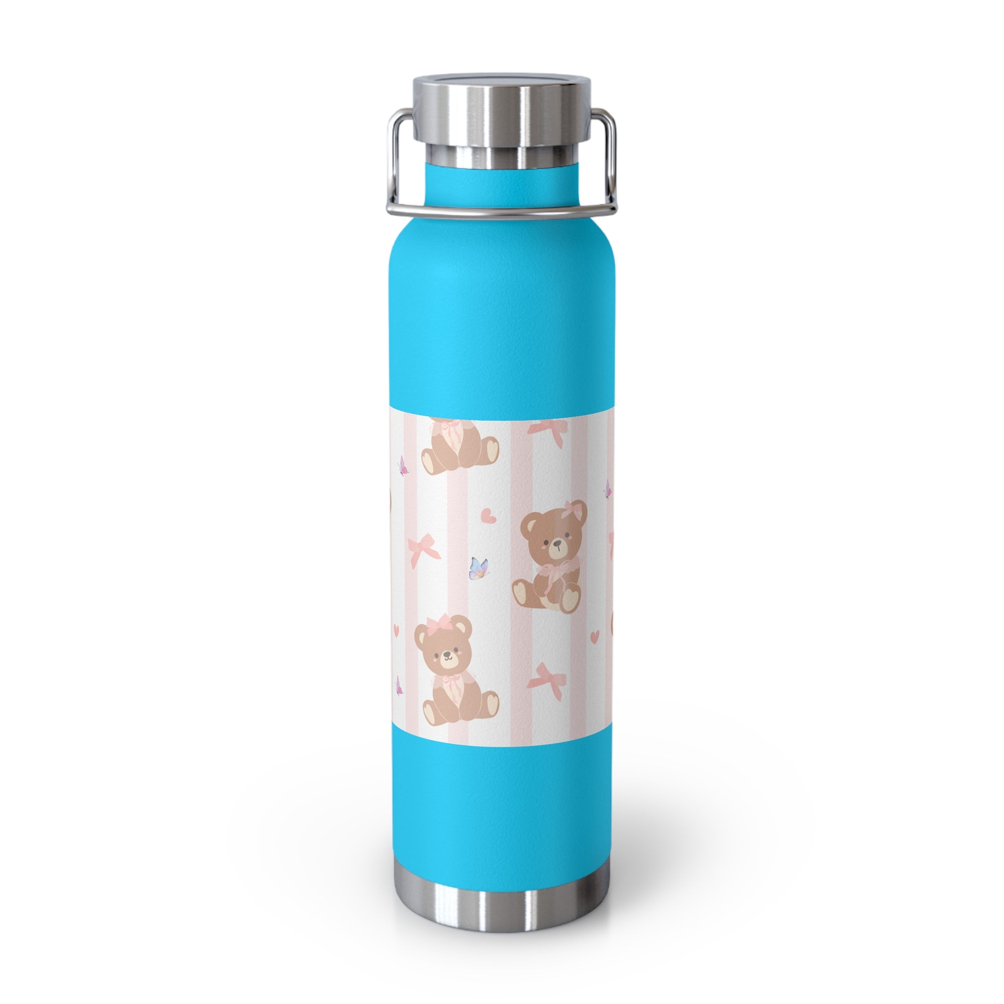 Copper Vacuum Insulated Bottle With Teddy Bear Design, 22oz