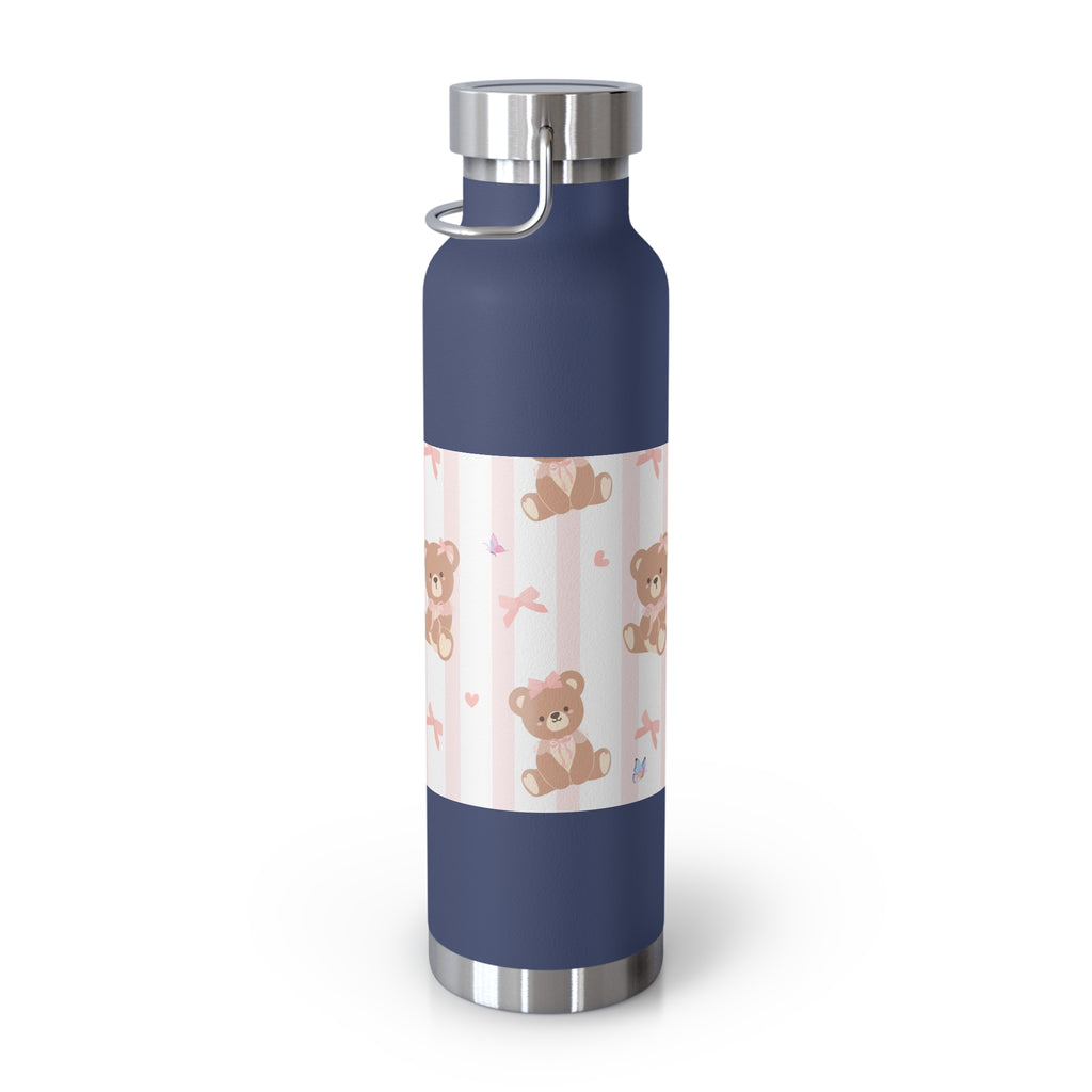 Copper Vacuum Insulated Bottle With Teddy Bear Design, 22oz