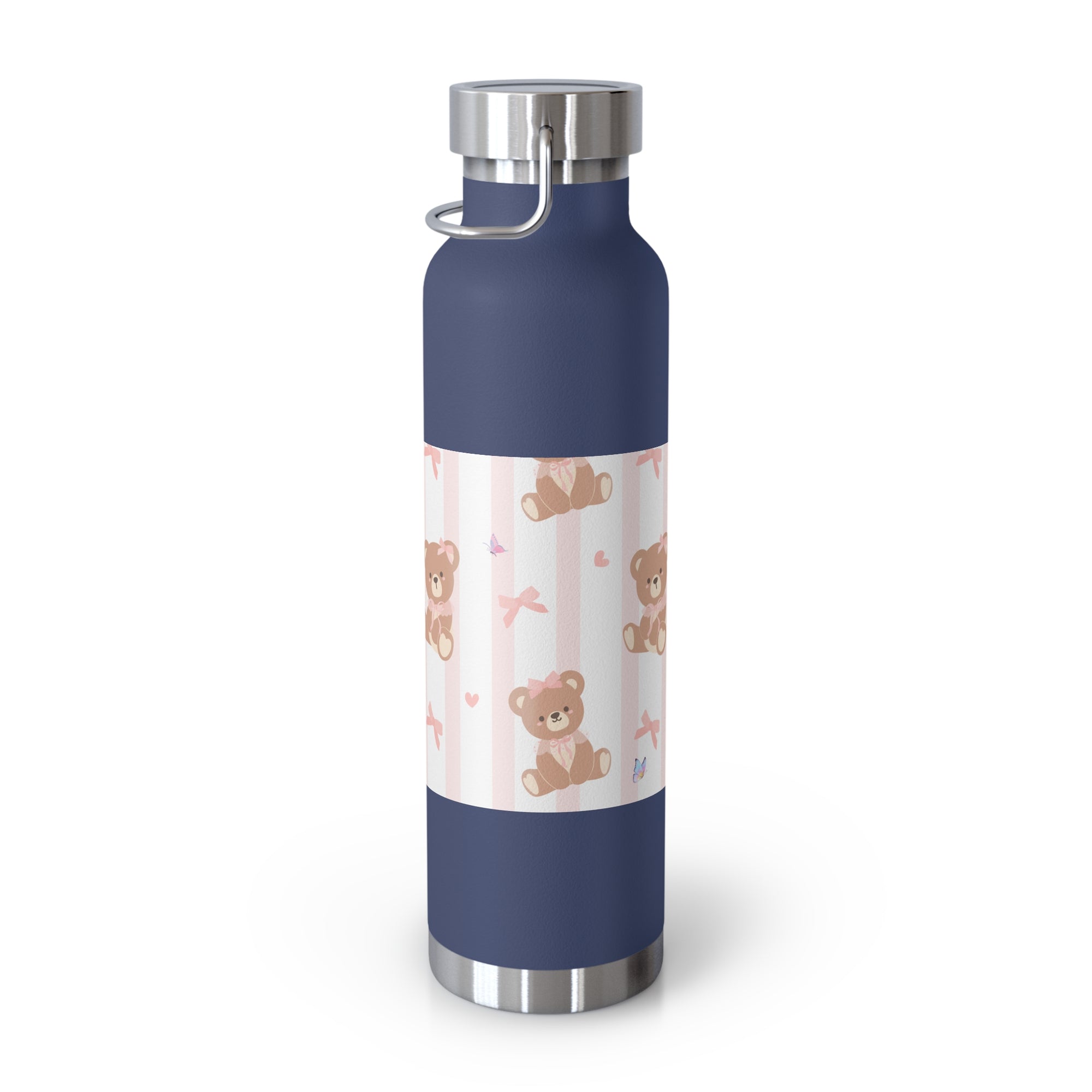 Copper Vacuum Insulated Bottle With Teddy Bear Design, 22oz