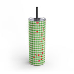 Charming Green Gingham Tumbler with Hearts, 20oz | Perfect for Gifts, Picnics, and Everyday Hydration