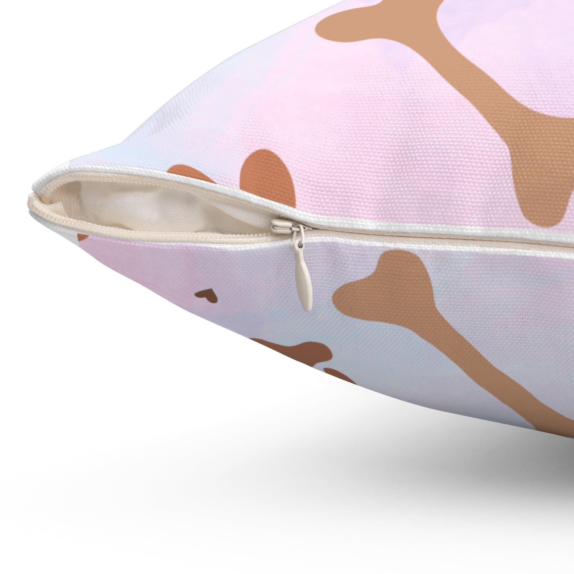 Spun Polyester Square Pillow Dog Paw Bone Design