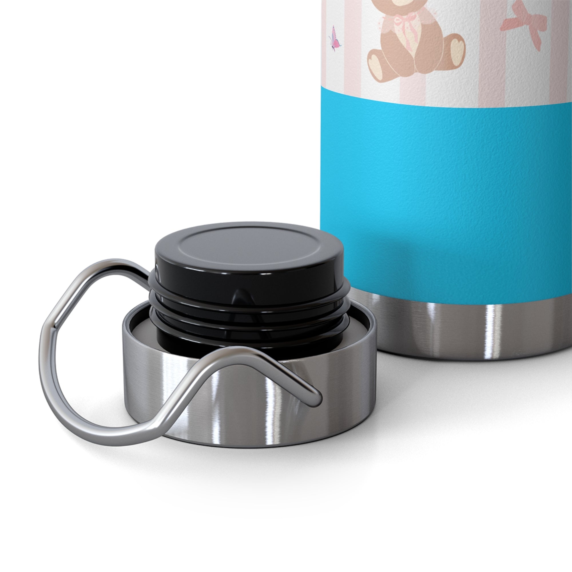 Copper Vacuum Insulated Bottle With Teddy Bear Design, 22oz