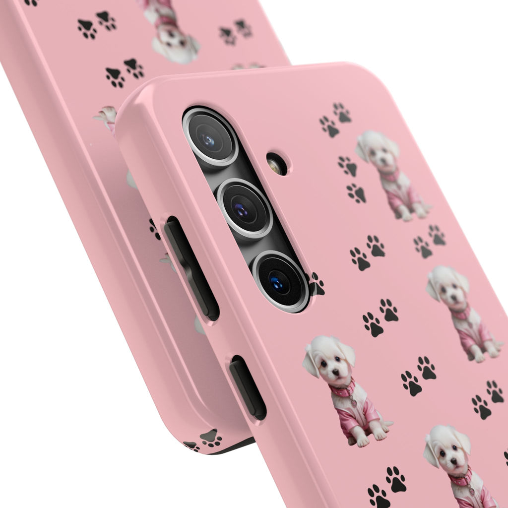 Tough Phone Case Cute Dog & Paws Design