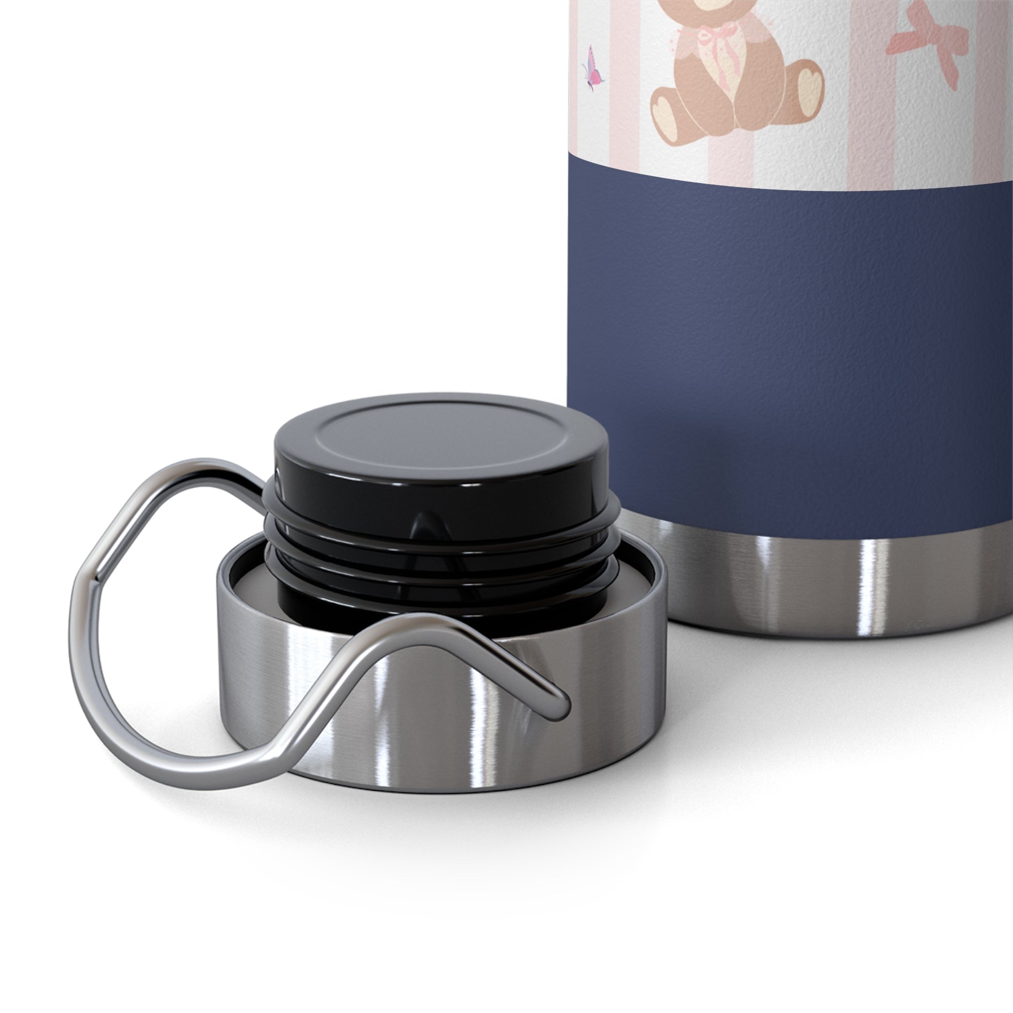 Copper Vacuum Insulated Bottle With Teddy Bear Design, 22oz