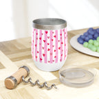 Chic Pink Striped Wine Tumbler, Perfect for Parties, Gift for Wine Lovers, Birthday Celebration, Cozy Nights, Fun Outdoors