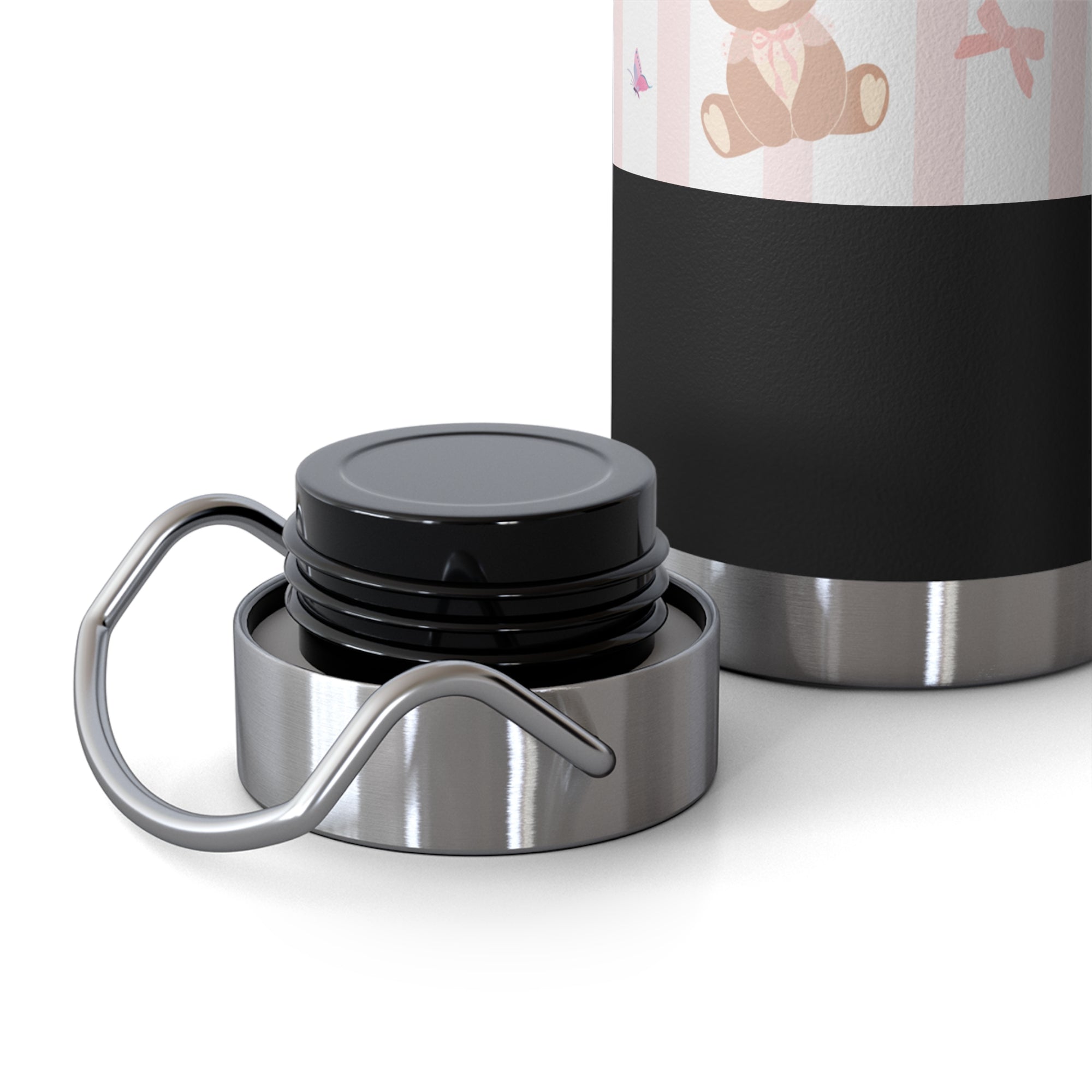 Copper Vacuum Insulated Bottle With Teddy Bear Design, 22oz