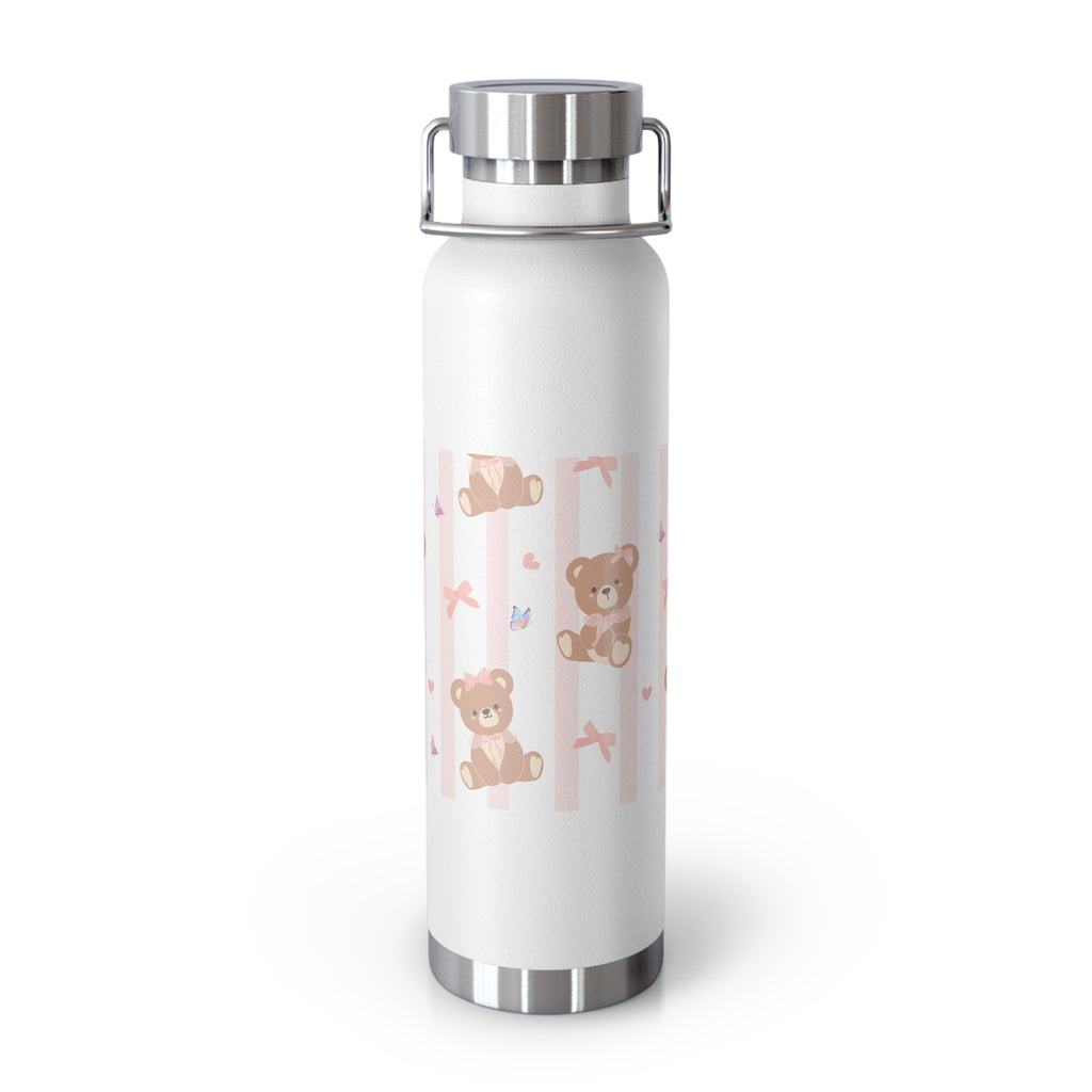 Copper Vacuum Insulated Bottle With Teddy Bear Design, 22oz