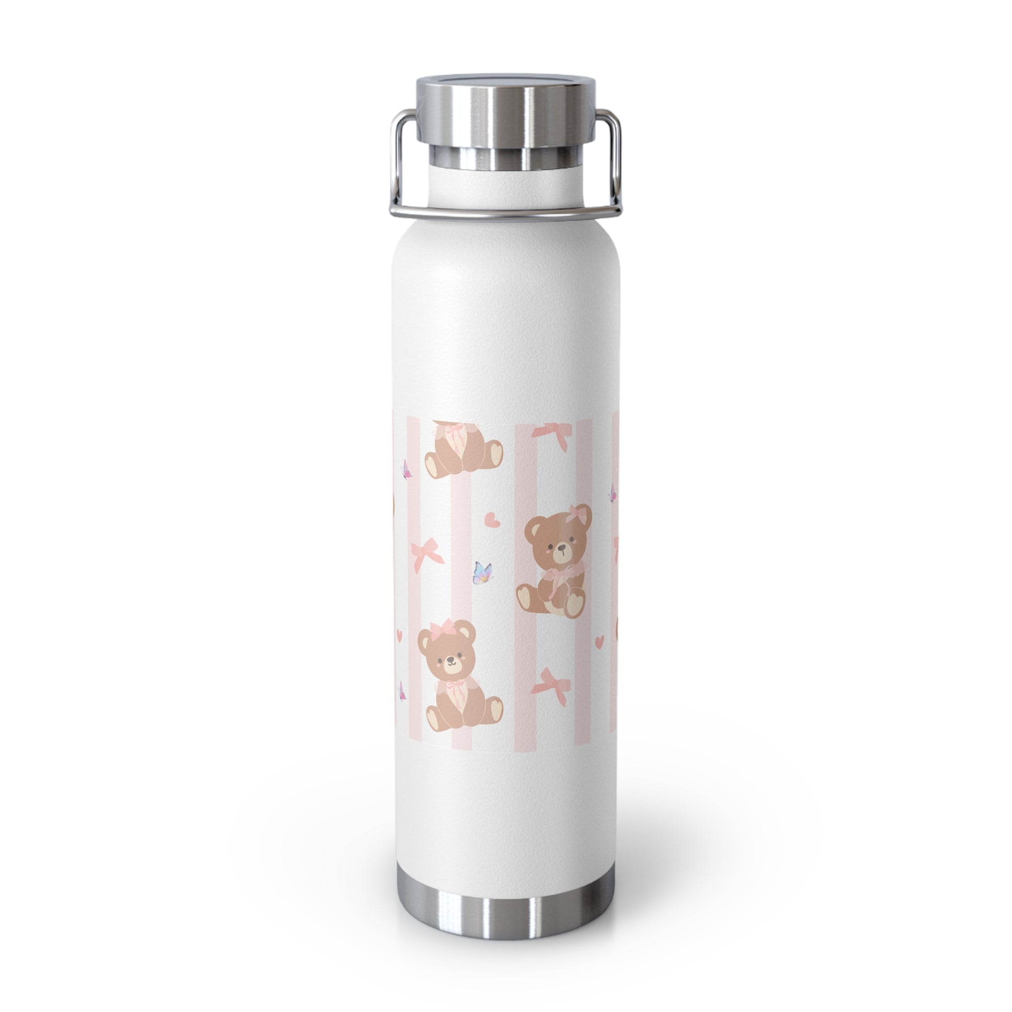 Copper Vacuum Insulated Bottle With Teddy Bear Design, 22oz