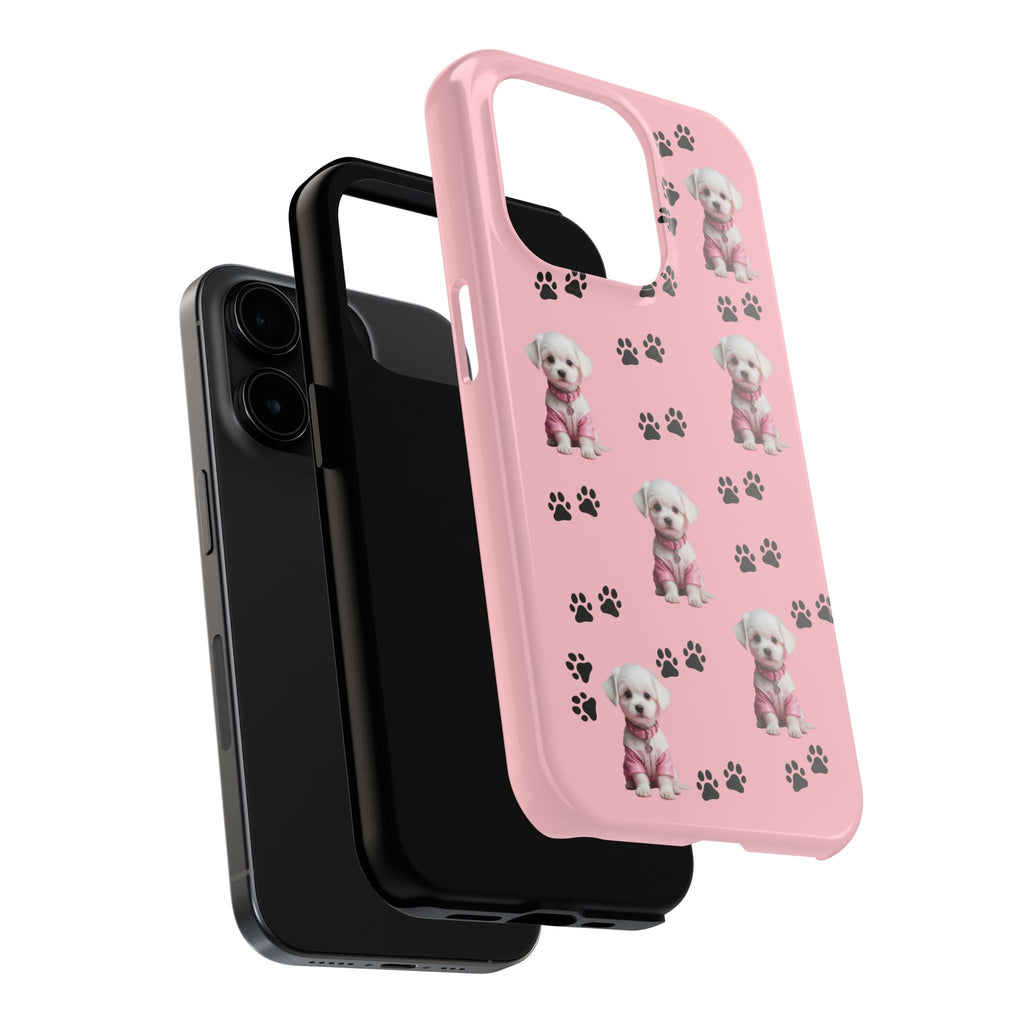 Tough Phone Case Cute Dog & Paws Design