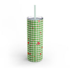 Charming Green Gingham Tumbler with Hearts, 20oz | Perfect for Gifts, Picnics, and Everyday Hydration