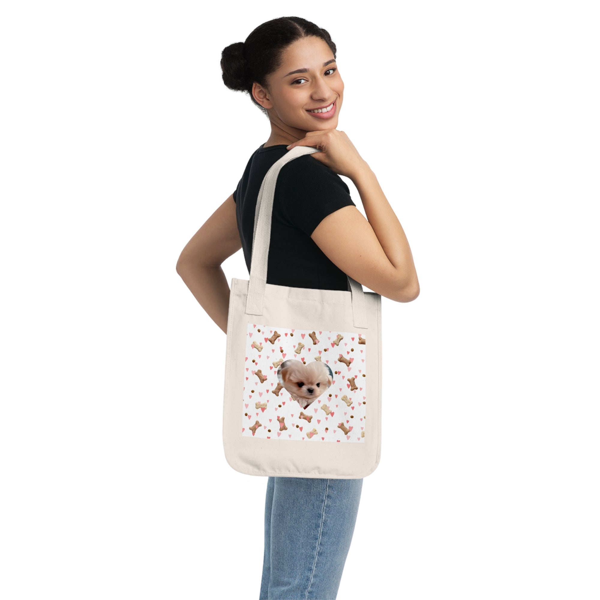 Cute Dog Lover's Organic Canvas Tote Bag