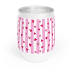 Chic Pink Striped Wine Tumbler, Perfect for Parties, Gift for Wine Lovers, Birthday Celebration, Cozy Nights, Fun Outdoors