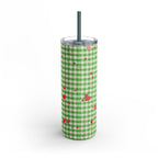 Charming Green Gingham Tumbler with Hearts, 20oz | Perfect for Gifts, Picnics, and Everyday Hydration