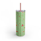 Charming Green Gingham Tumbler with Hearts, 20oz | Perfect for Gifts, Picnics, and Everyday Hydration