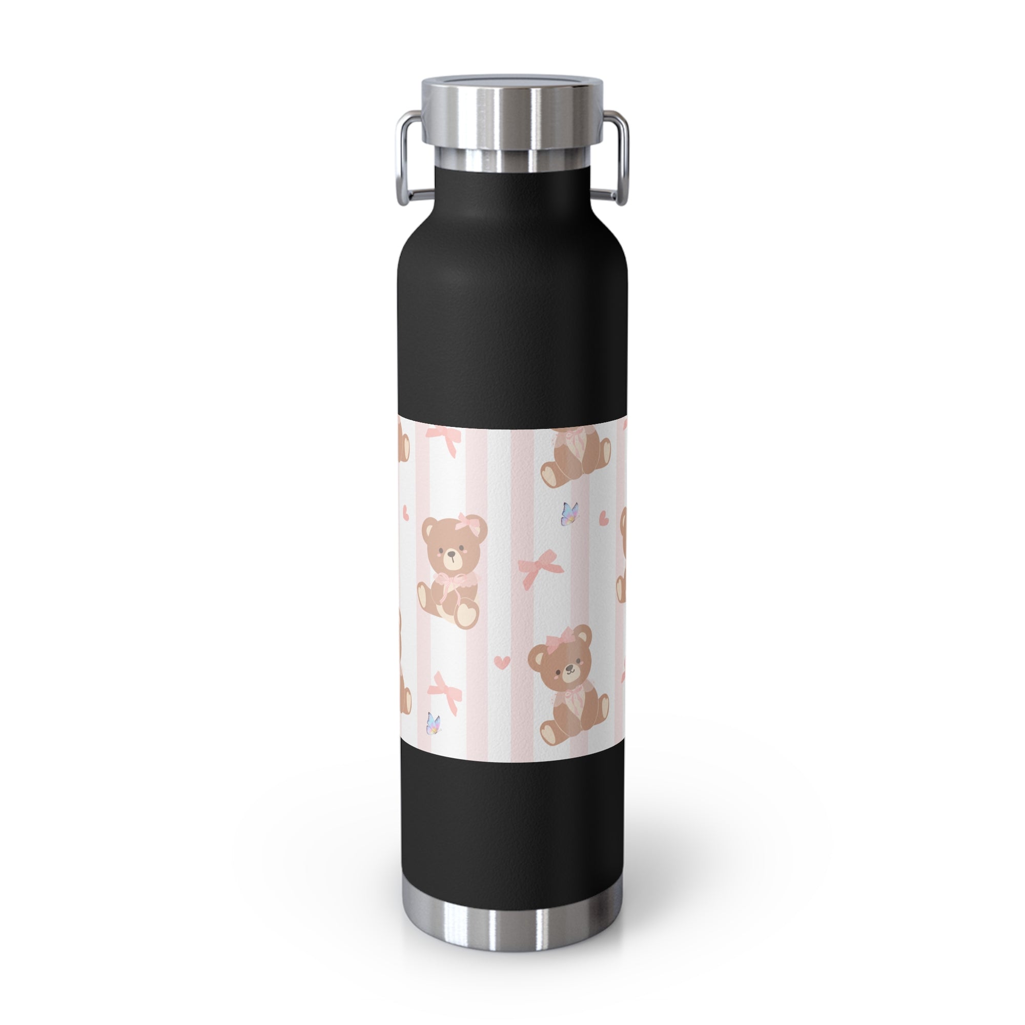 Copper Vacuum Insulated Bottle With Teddy Bear Design, 22oz
