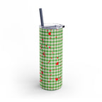 Charming Green Gingham Tumbler with Hearts, 20oz | Perfect for Gifts, Picnics, and Everyday Hydration