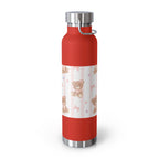 Copper Vacuum Insulated Bottle With Teddy Bear Design, 22oz