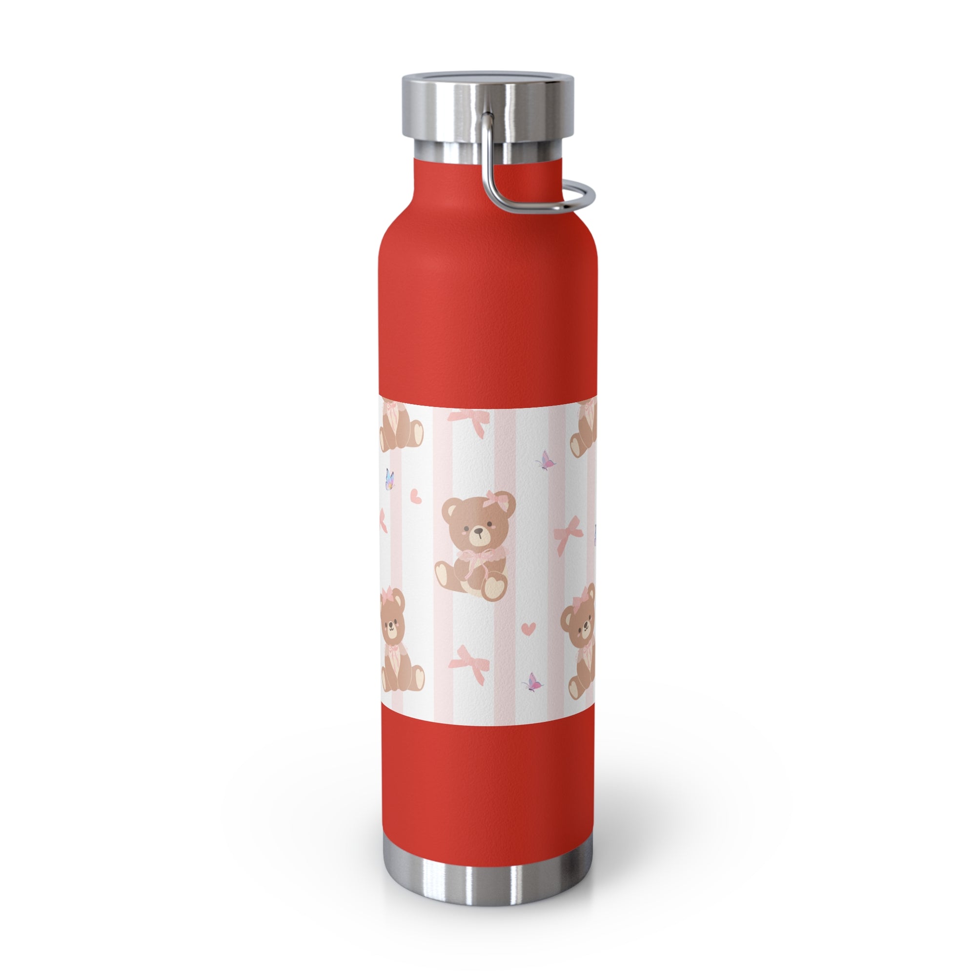 Copper Vacuum Insulated Bottle With Teddy Bear Design, 22oz