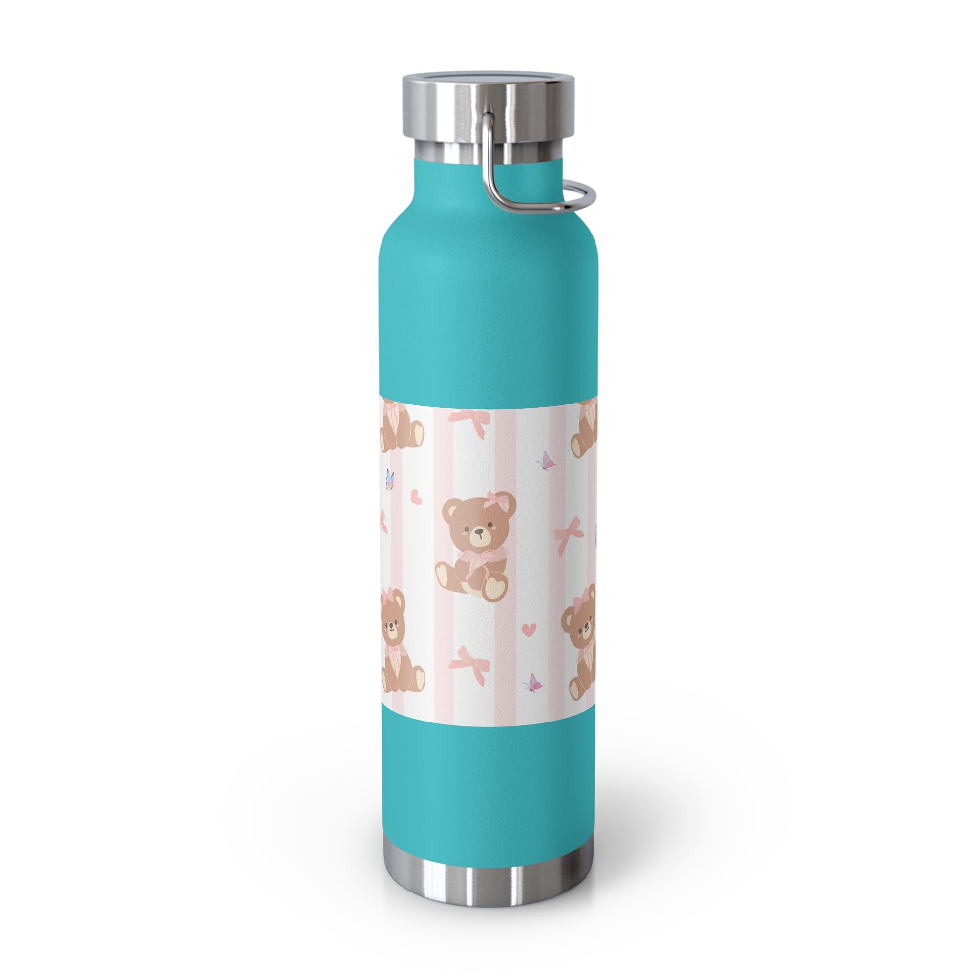 Copper Vacuum Insulated Bottle With Teddy Bear Design, 22oz