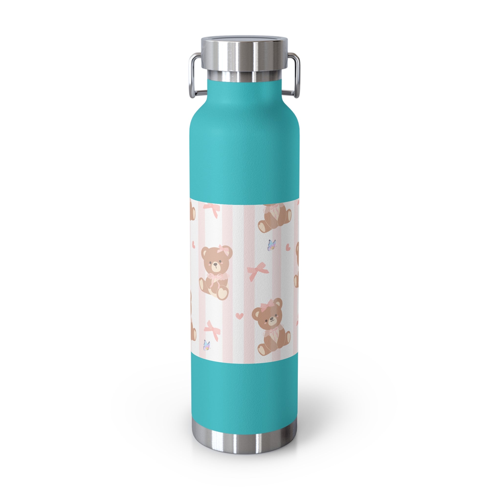 Copper Vacuum Insulated Bottle With Teddy Bear Design, 22oz