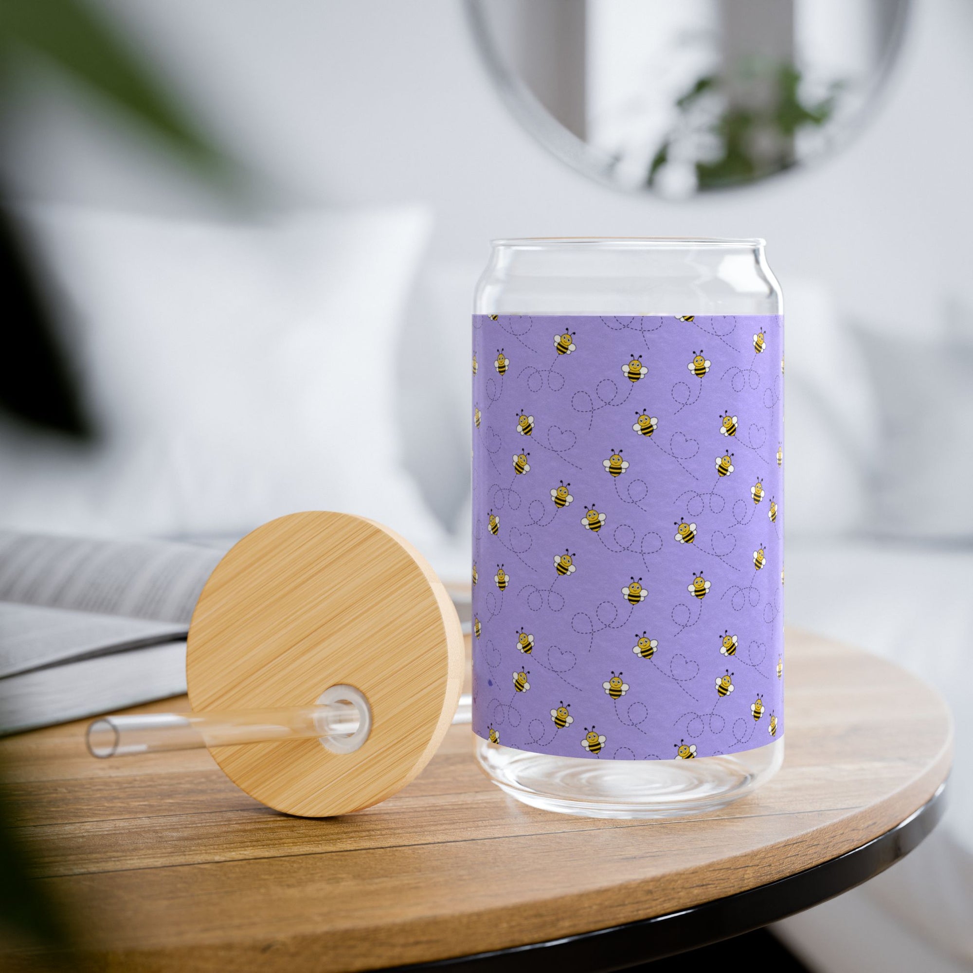 Floral Sipper Glass, Eco-Friendly Beverage Jar