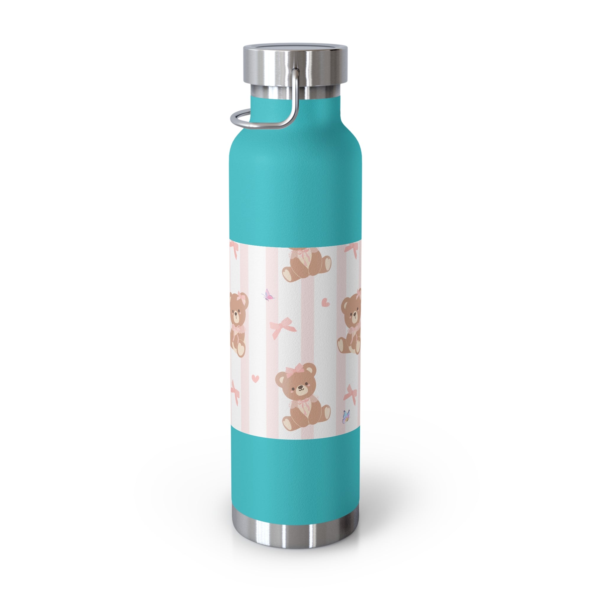 Copper Vacuum Insulated Bottle With Teddy Bear Design, 22oz