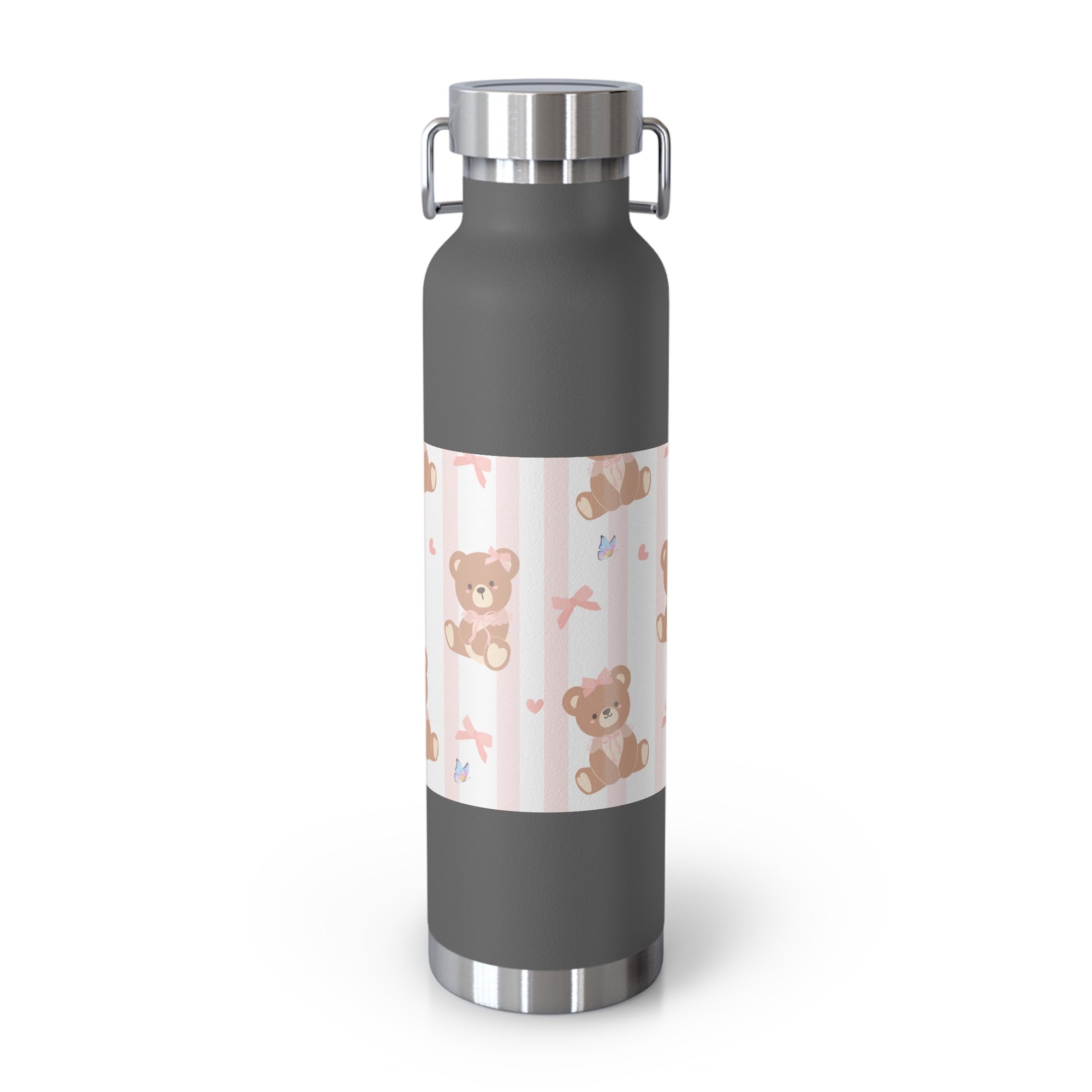 Copper Vacuum Insulated Bottle With Teddy Bear Design, 22oz