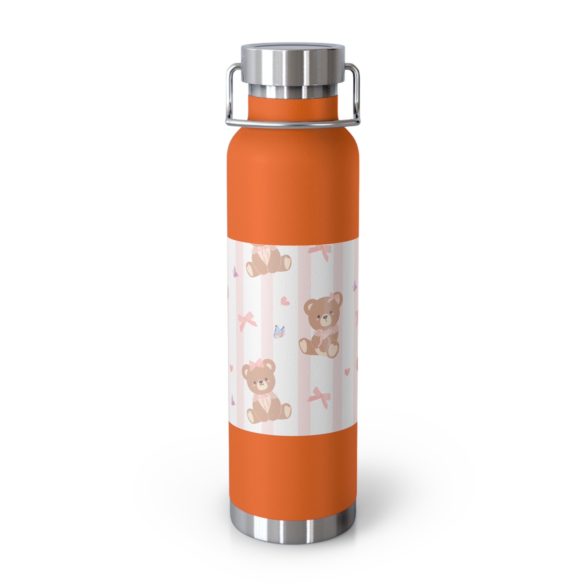 Copper Vacuum Insulated Bottle With Teddy Bear Design, 22oz
