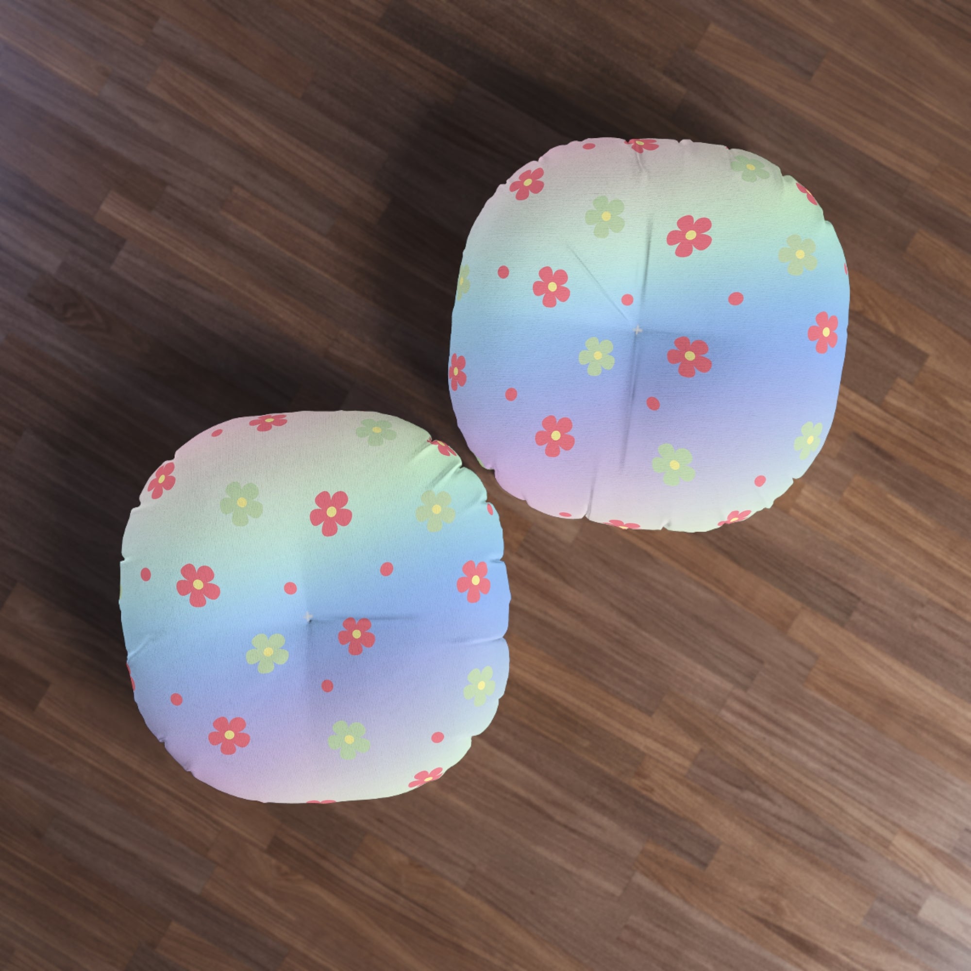 Floral  Rainbow Tufted Floor Pillow