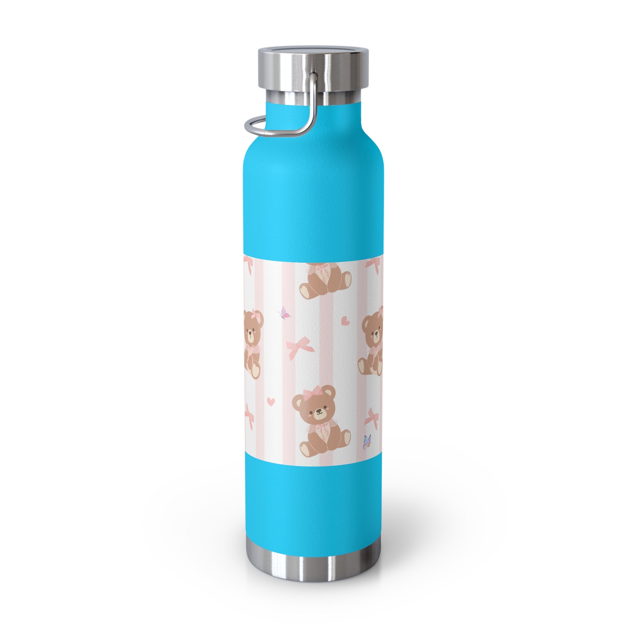 Copper Vacuum Insulated Bottle With Teddy Bear Design, 22oz