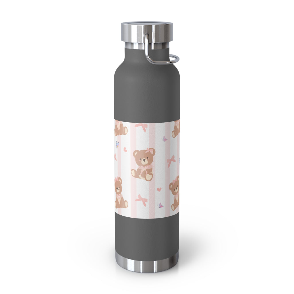 Copper Vacuum Insulated Bottle With Teddy Bear Design, 22oz