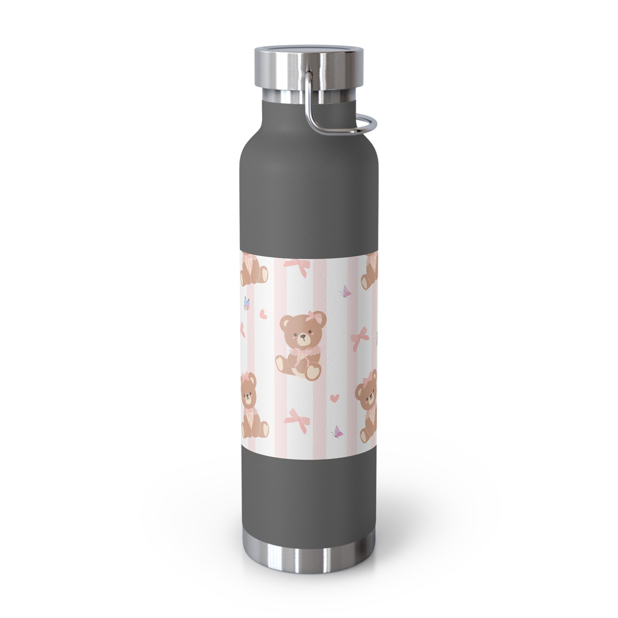Copper Vacuum Insulated Bottle With Teddy Bear Design, 22oz