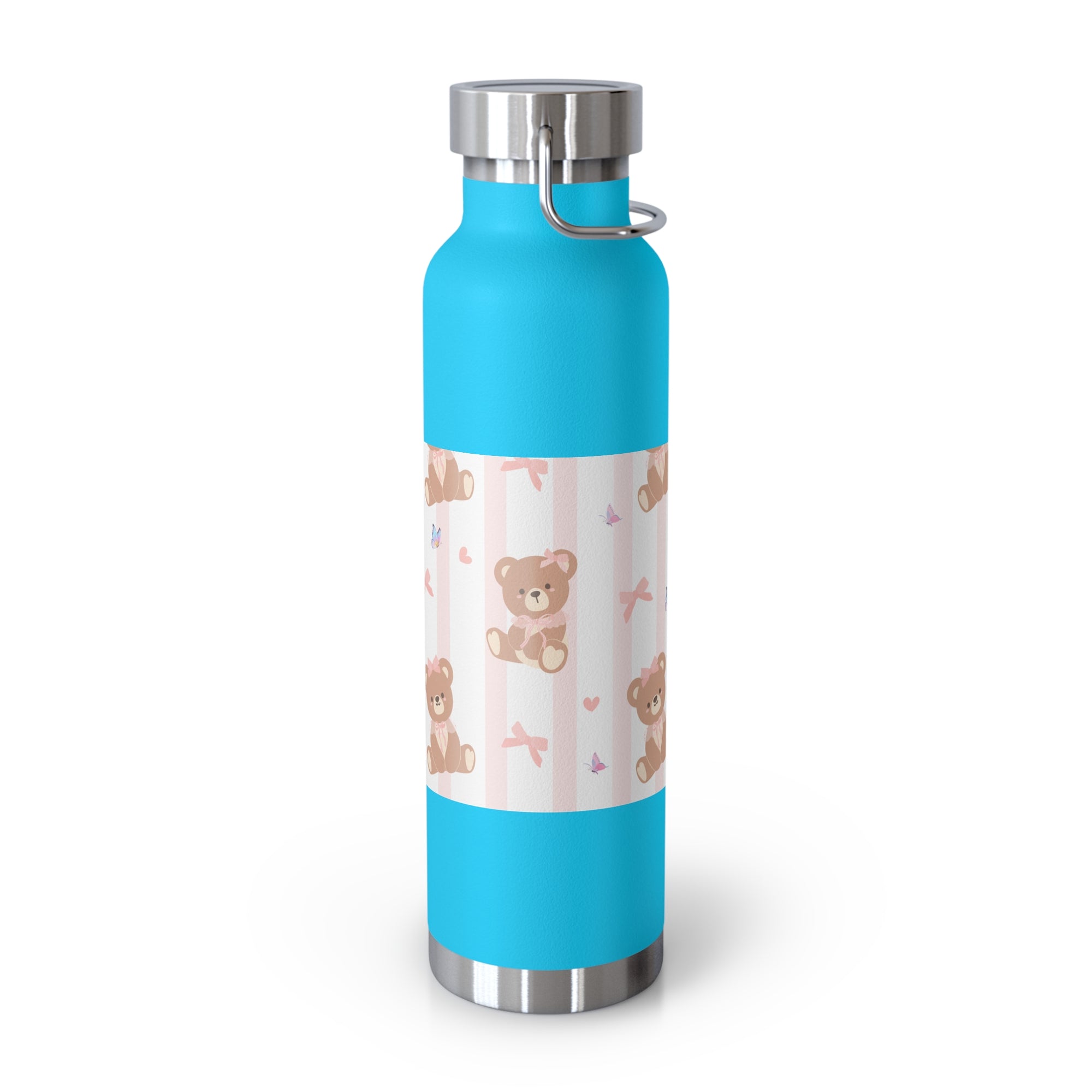 Copper Vacuum Insulated Bottle With Teddy Bear Design, 22oz